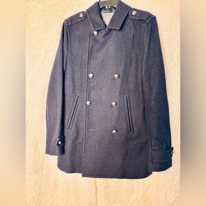 Express Navy Wool Blend Peacoat – Silver Crest Buttons ✨